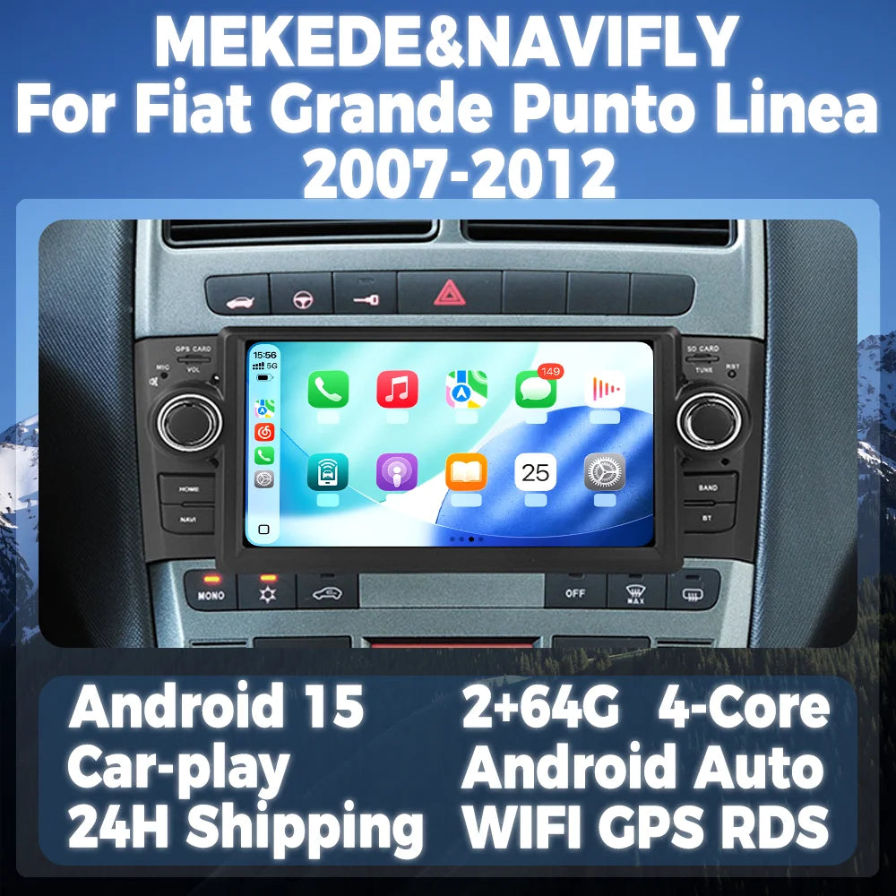 7" Android 15 Car Radio For Fiat Grande Punto Linea 2007-2012 Multimedia Player Intelligen