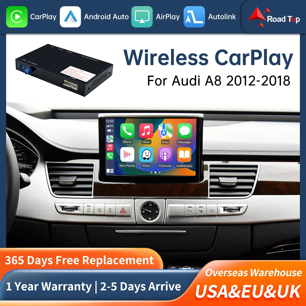 Road Top Wireless CarPlay Android Auto Interface for Audi A8 D4 2012-2018, with AirPlay Mi | AUTOKITSHOP