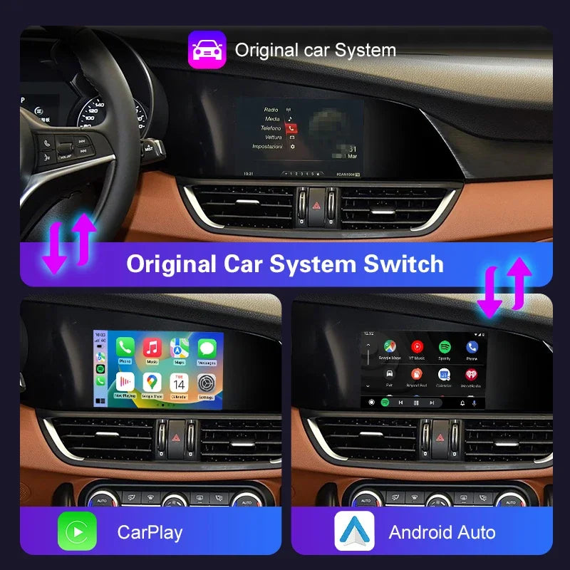 Newest Wireless Carplay for Alfa Romeo Stelvio & Giulia 2014-2019 Models Android Auto Mirr