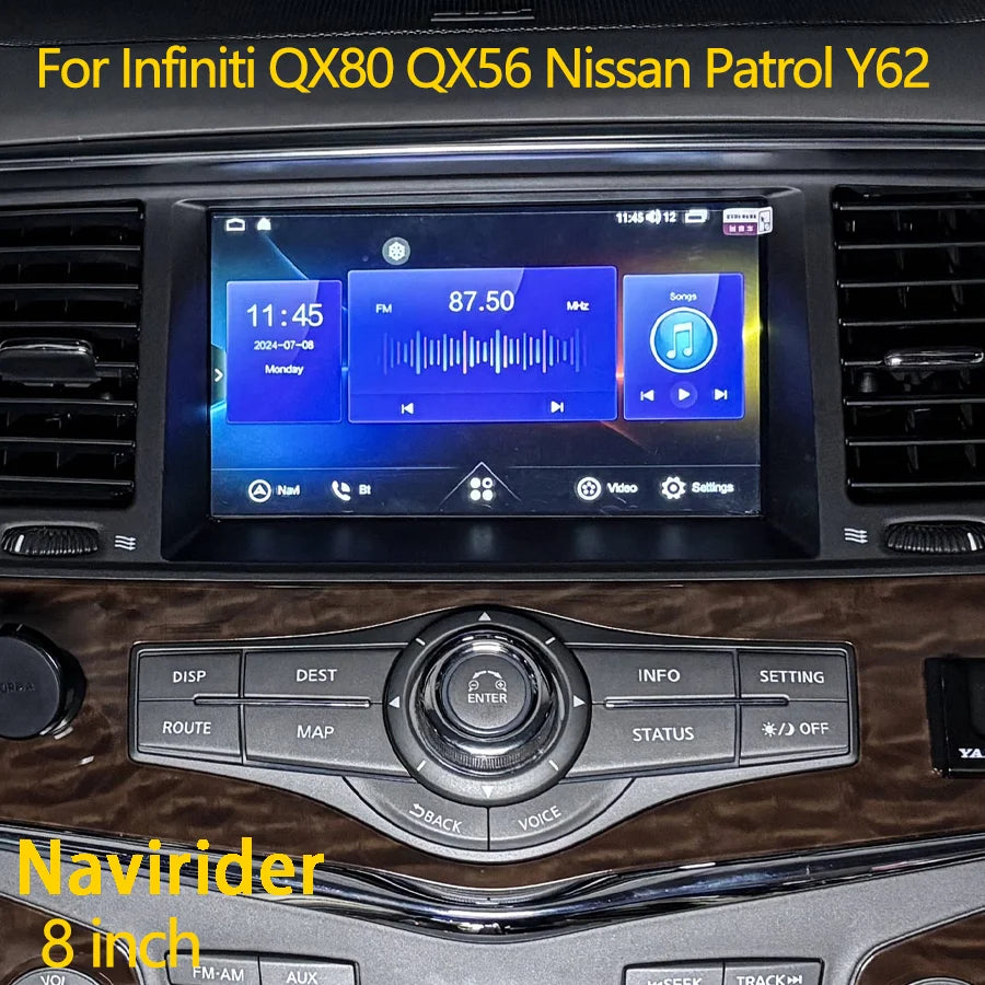 8" QLED Screen Android 15 Car Radio for Infiniti QX80 QX56 Nissan Patrol Y62 GPS Carplay A