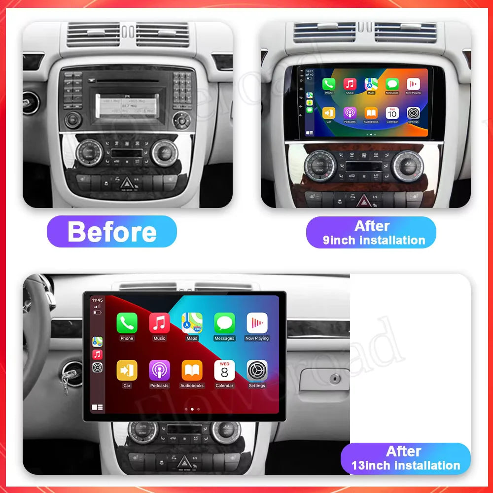 13 Inch Carplay Screen Multimedia Video Player Android 15 For Benz R300 R350 2007-2011 Car | AUTOKITSHOP