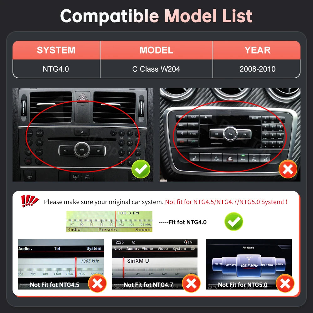 CN 12.3 Ultra-thin Linux Screen Multimedia Display For Mercedes Benz C Class W204 2008-201 | AUTOKITSHOP