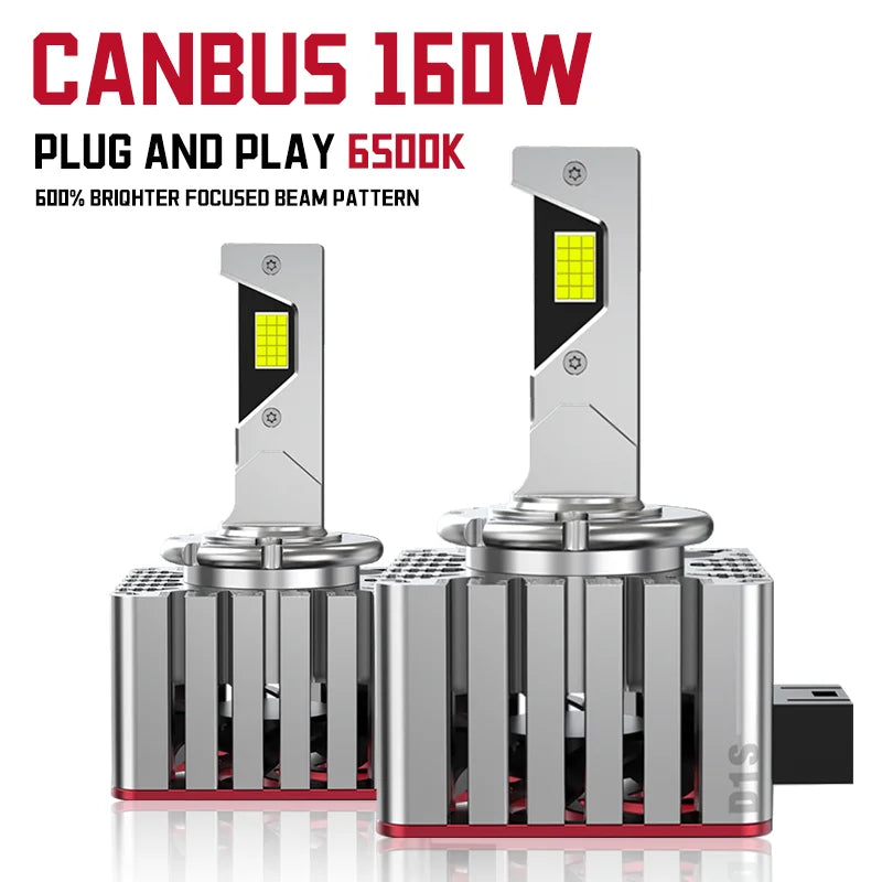 D1S D3S LED Headlight HID Bulbs D2S D2R D4S D4R D5S AutoTurbo Llights 160W CSP Chip 6000K