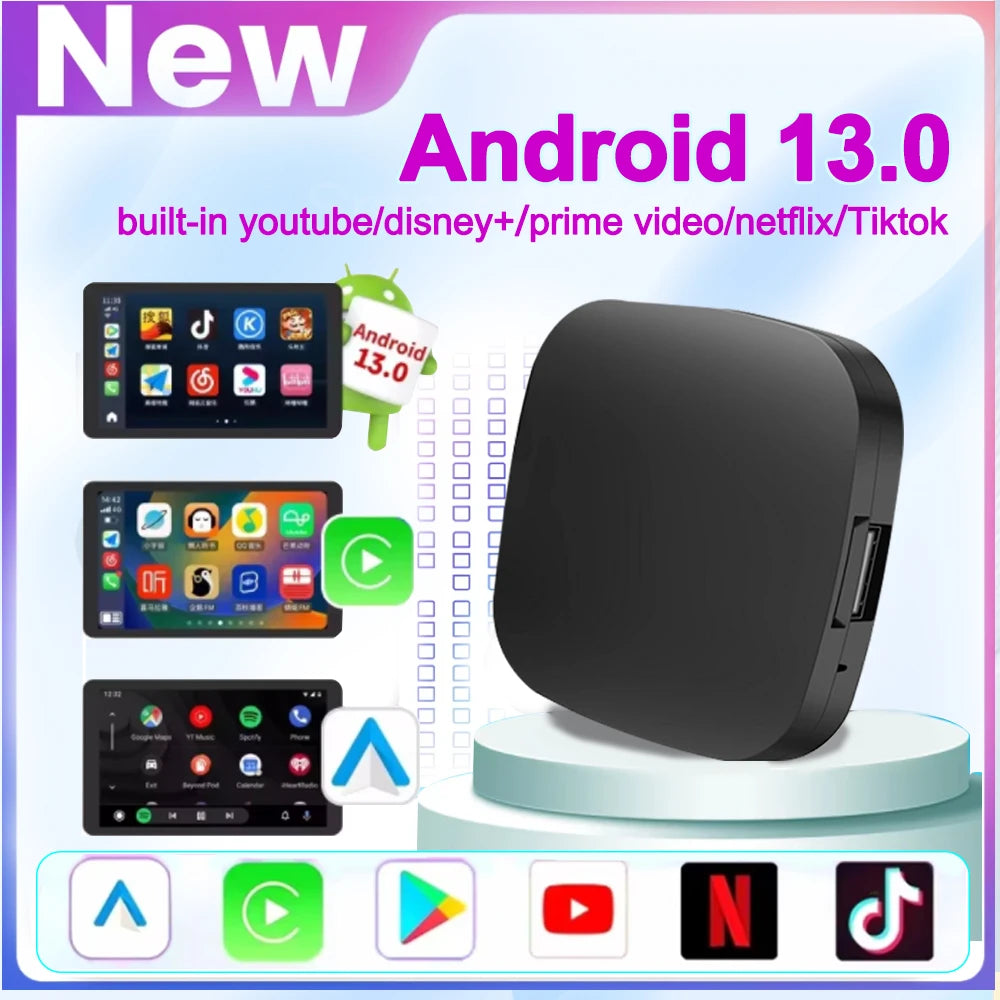 Android 13 TV Box Smart CarPlay Ai Box Wifi Wireless Android Auto Built-in Play Store For