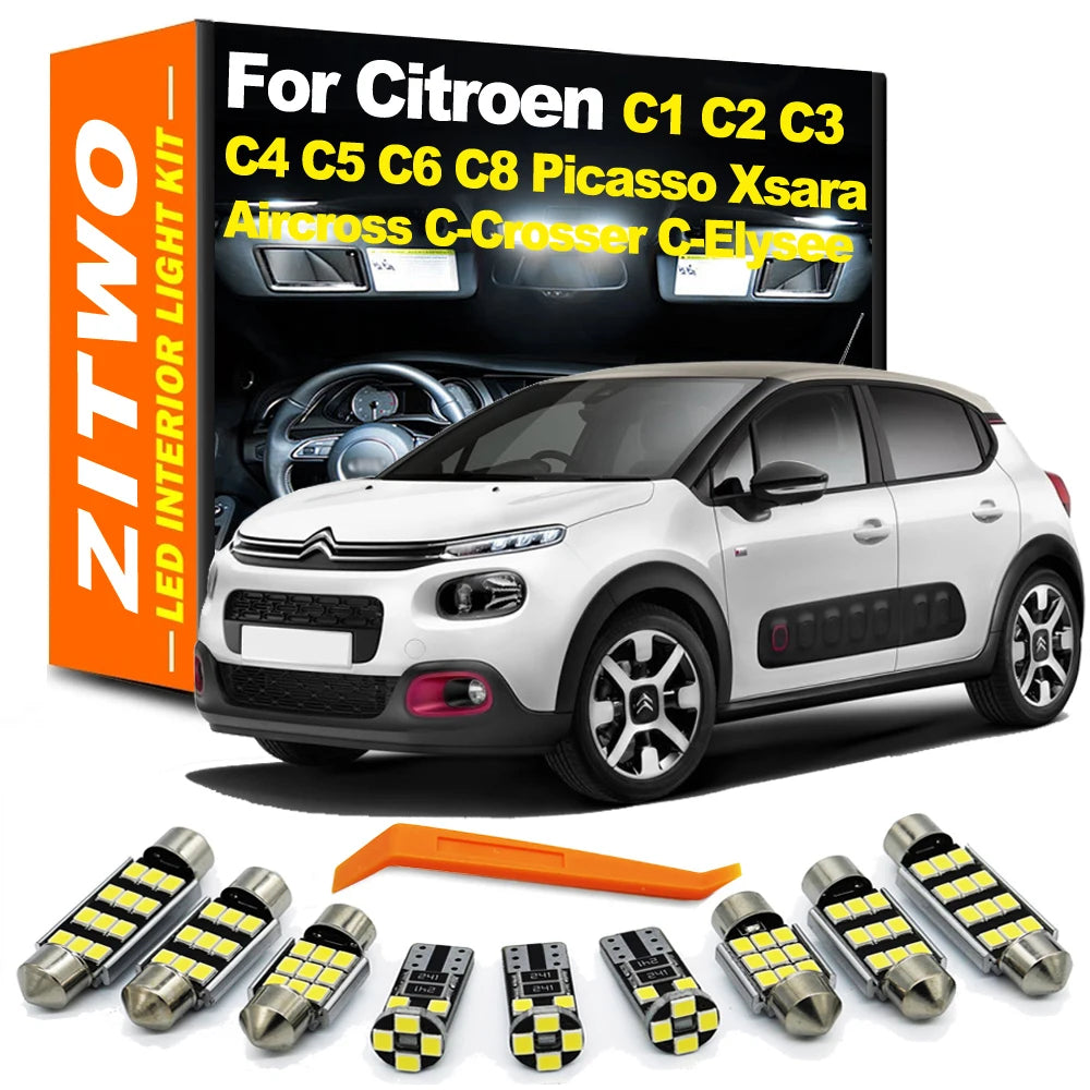 ZITWO Canbus LED Interior Light Kit For Citroen C1 C2 C3 C4 C5 C6 C8 Grand Picas for C2 C4 C1 - Canbus LED Car Light