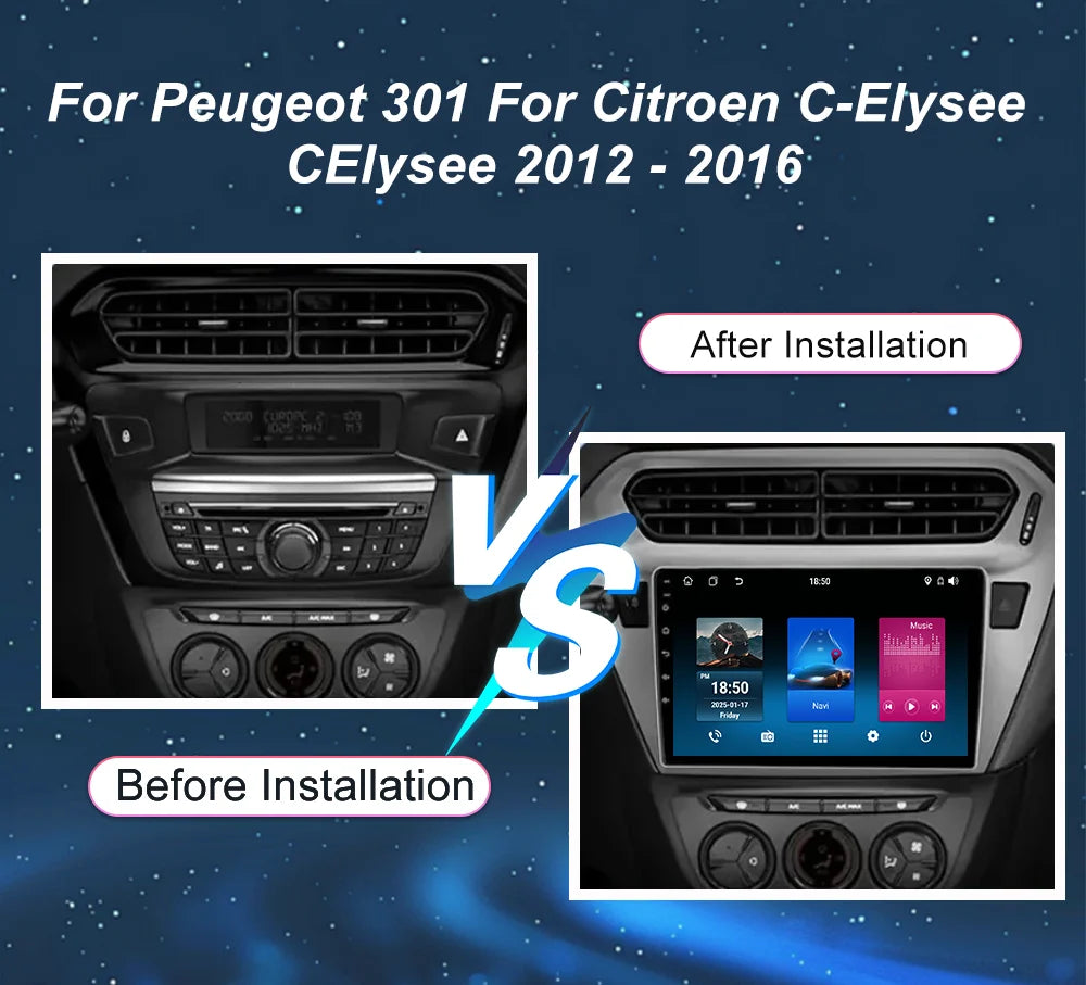 Car Android GPS Navigation For Peugeot 301 For Citroen C-Elysee CElysee 2012 -2016 Auto Ra