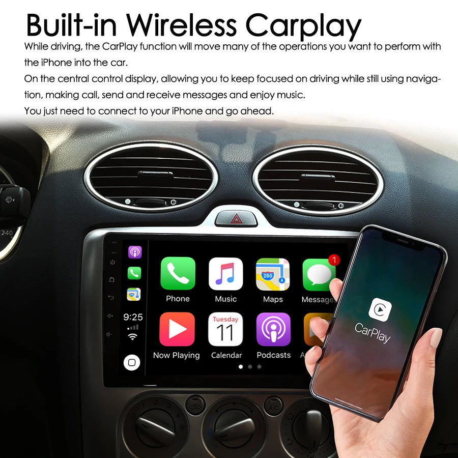 For Ford Focus 2 Mk2 2009 2010 8+128GB AI Voice CarPlay Car Radio GPS Navigation Android 1 | AUTOKITSHOP