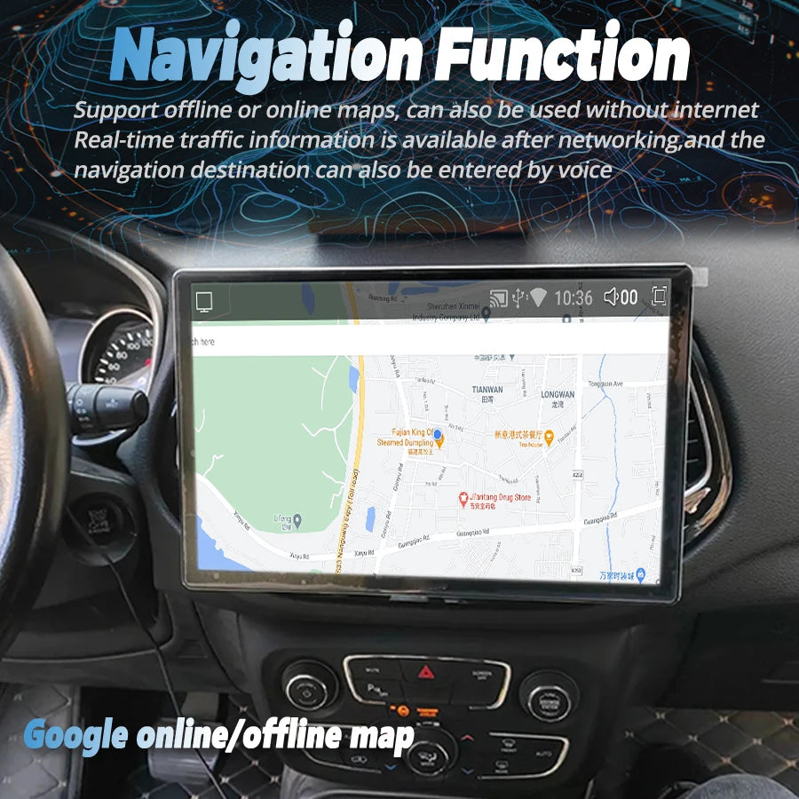 Car AutoRadio13.3inch For Jeep Compass Android 14 Multimedia Navigation GPS Player WIFI+4G | AUTOKITSHOP