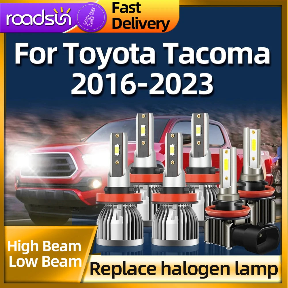 Roadsun 2/6Pcs H9 H11 Led Car Headlight 30000LM Turbo Auto Fog Lamp For Toyota Tacoma 2016