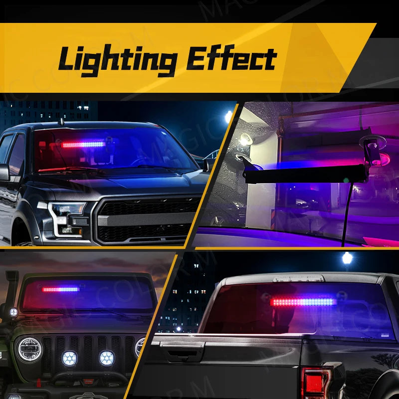40 LED Strobe Light Emergency Flash Warning Lamp Auto Windshield Bar Traffic Advisor Flash | AUTOKITSHOP