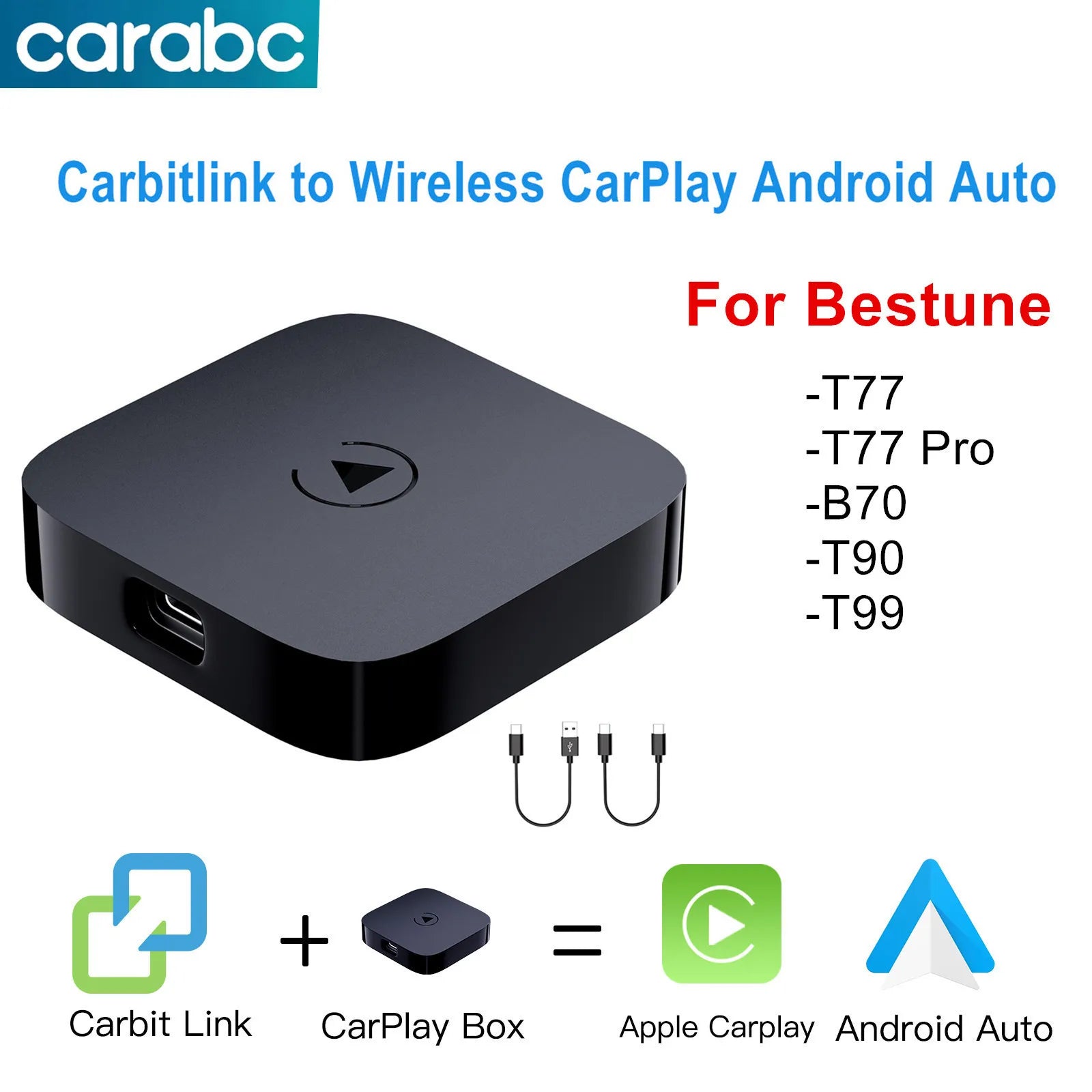 CARABC Carbitlink For Bestune FAW T77 B70 T99 T90 Easy Connection to Wireless CarPlay Andr