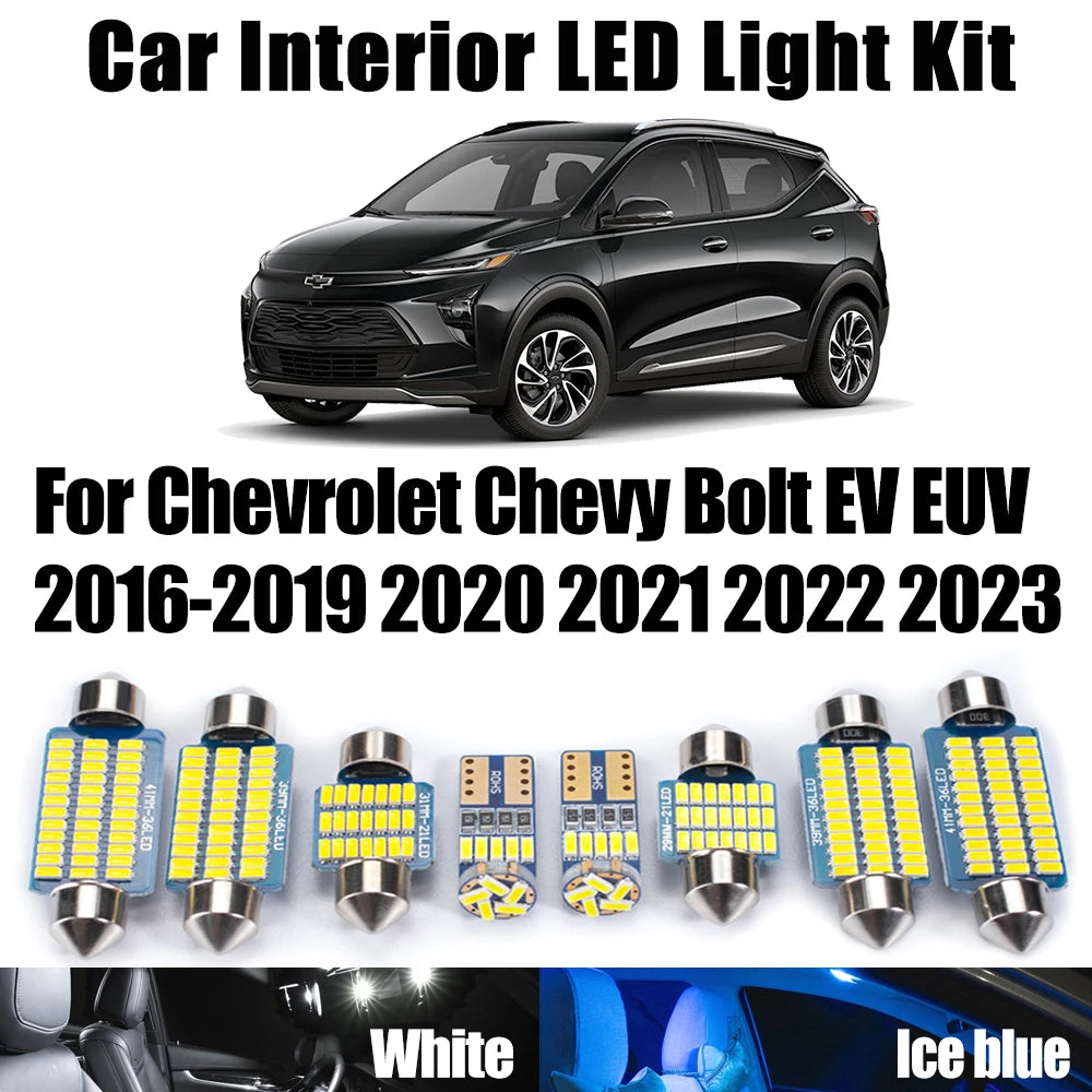 9-Piece LED Interior Light Kit for Chevrolet Chevy Bolt EV EUV 2016- 2021 - Canbus Dome Map Door Trunk Bulbs | AUTOKI...