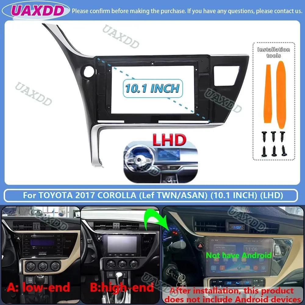 For 2017-2019 Toyota Corolla Levin 10.1INCH Car Android frame panel fascia cable video har