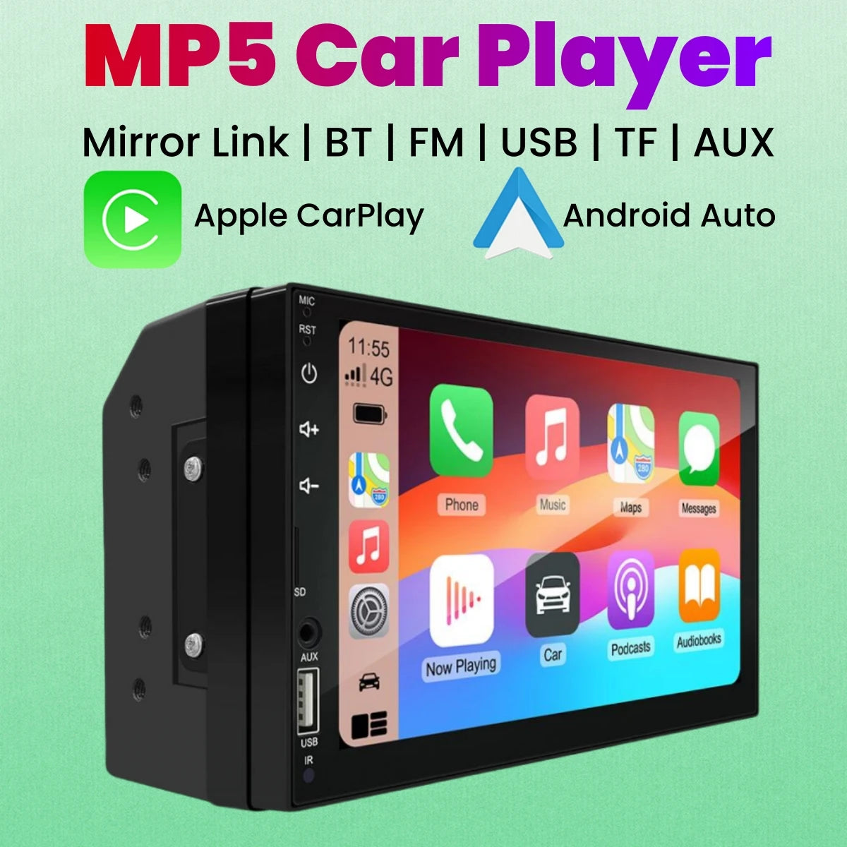 2din Stereo 7inch Wired Carplay Radio Touch Screen Automotive Multimedia Bluetooth USB TF  | AUTOKITSHOP
