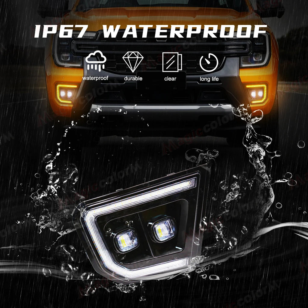 DRL For Ford Ranger Tremor Wildtrak 2022 2023 2024 LED Daytime Running Lights Car Fog Lamp | AUTOKITSHOP