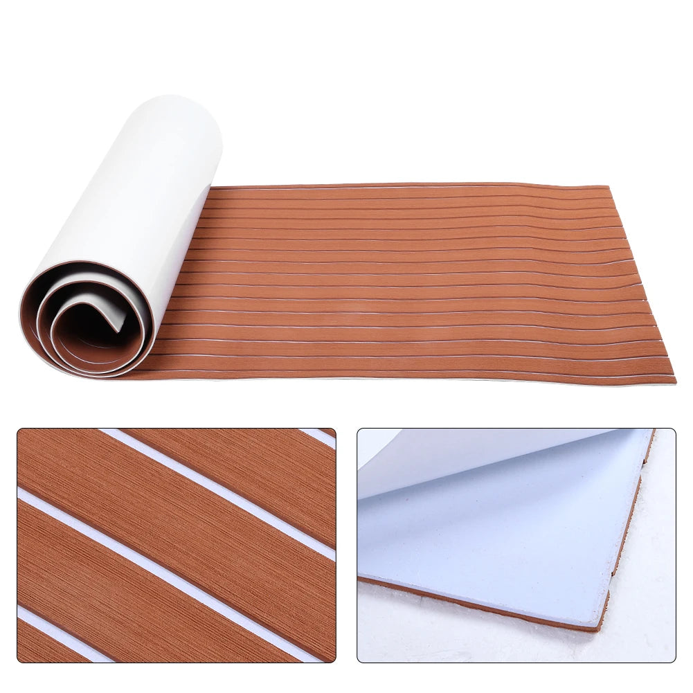 Self-Adhesive EVA Foam Boat Marine Flooring Faux Teak Decking Sheet Striped Yacht Marine Mat 90x - Automotive LED Light