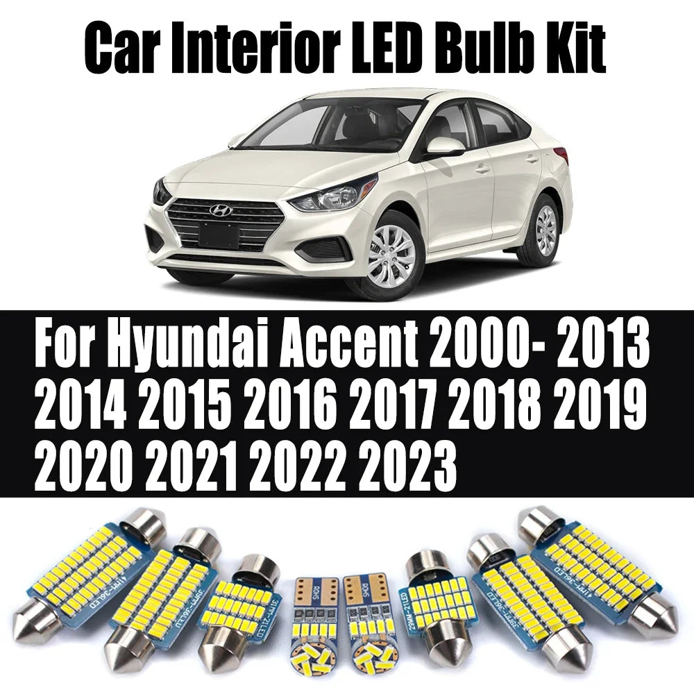 LED Interior Light Kit for Hyundai Accent 2000- 2018 - Canbus Dome Map Door Trunk Bulbs | AUTOKITSHOP