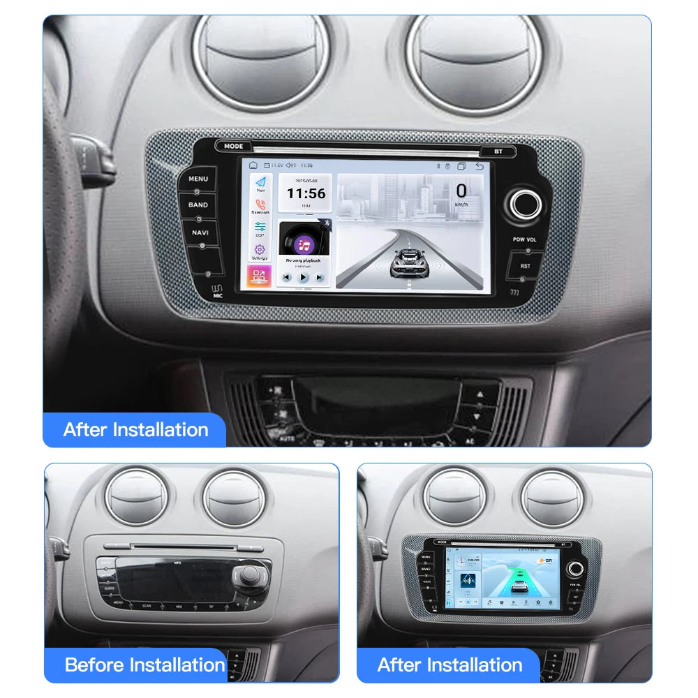 SZLELV 2 Din Car Radio For Seat Ibiza 6J IV4 2009-2013 4G Audio Multimedia Player CarPlay