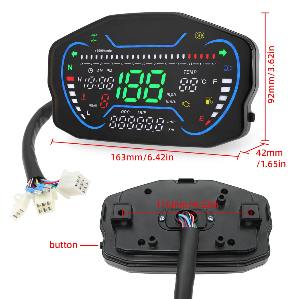 Universal Digital Motorcycle Speedometer LED Dashboard RPM Tachometer Motorcycle Instrument Wate - Automotive LED Light