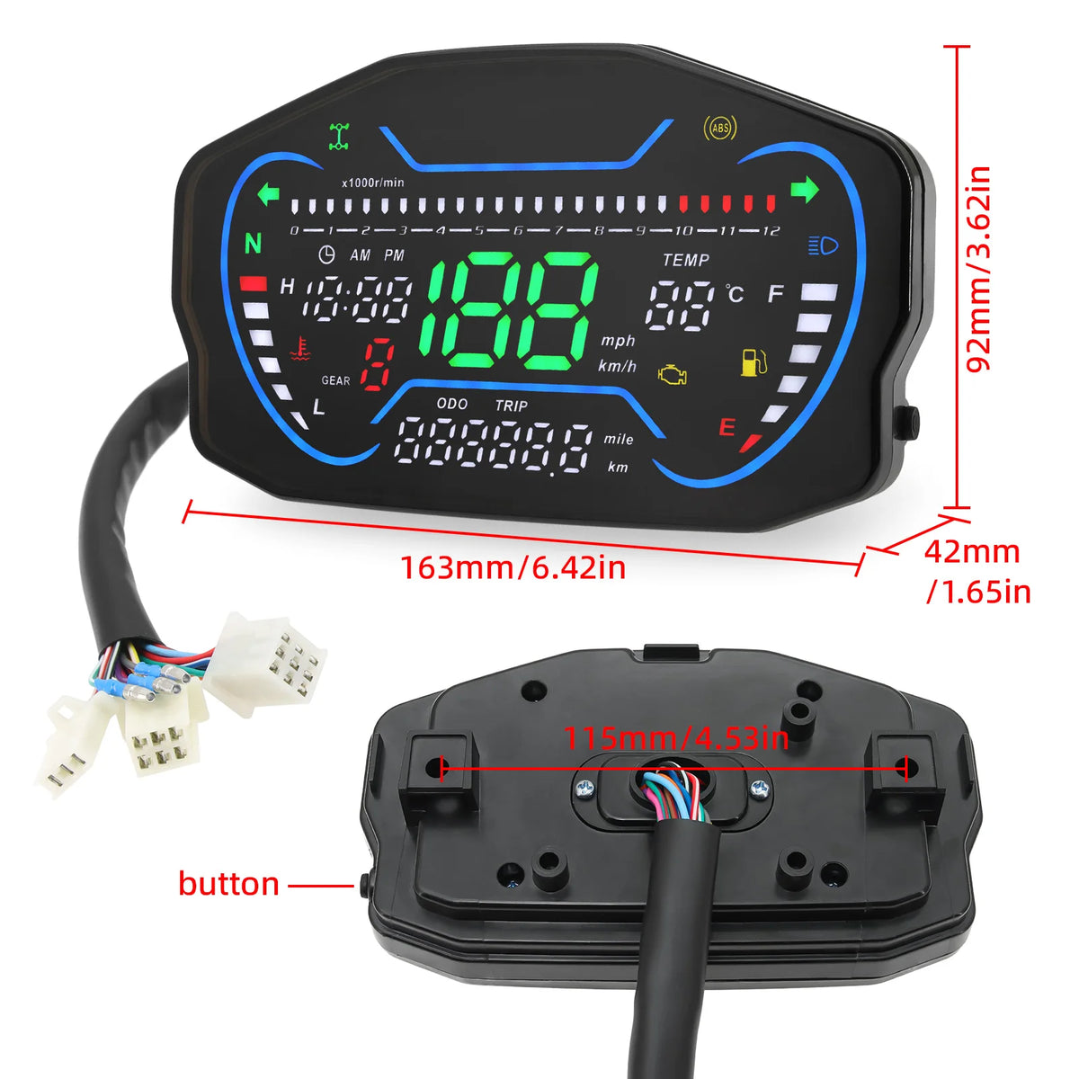 Universal Digital Motorcycle Speedometer LED Dashboard RPM Tachometer Motorcycle Instrument Wate - Automotive LED Light