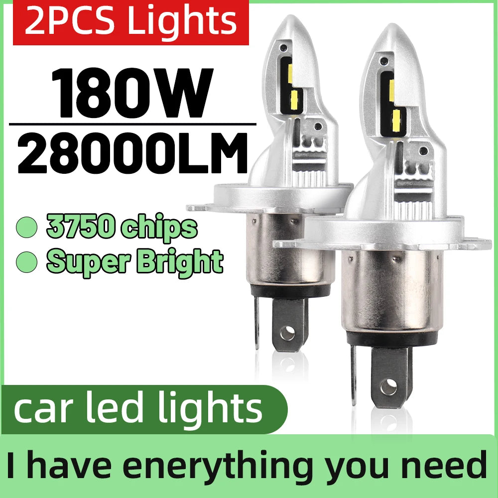 180W Car Light H4 H11 H8 H9 HeadLights 1:1 Design Mini LED Lamps 28000LM 6000K White 9005/