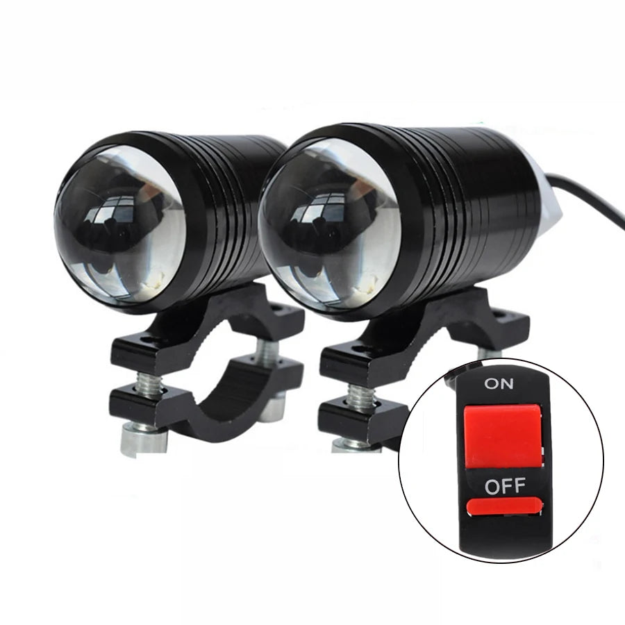 Universal 2 x U1 Lens LED 10W Motorcycle Headlight Driving Fog Lamp Waterproof Night Work