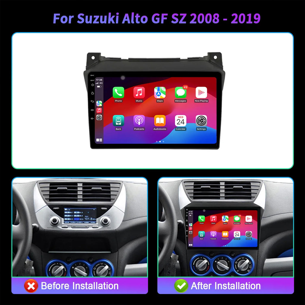 For Suzuki Alto GF SZ 2008-2019 Car Radio Multimedia Android 14 Wireless BT CarPlay Naviga