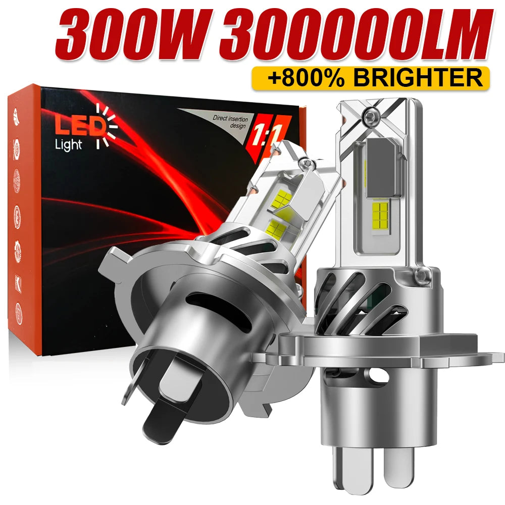 Car H4 LED Headlight Bulb Mini Turbo LED High Low Beam 300W 300000LM For Car Headlamp Auto