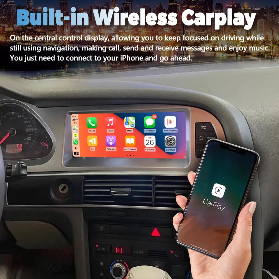 Android 13 Car Auto Multimedia Video Player For Audi A6 AL6 A7 2005-2011 8.8Inch Qled Scre