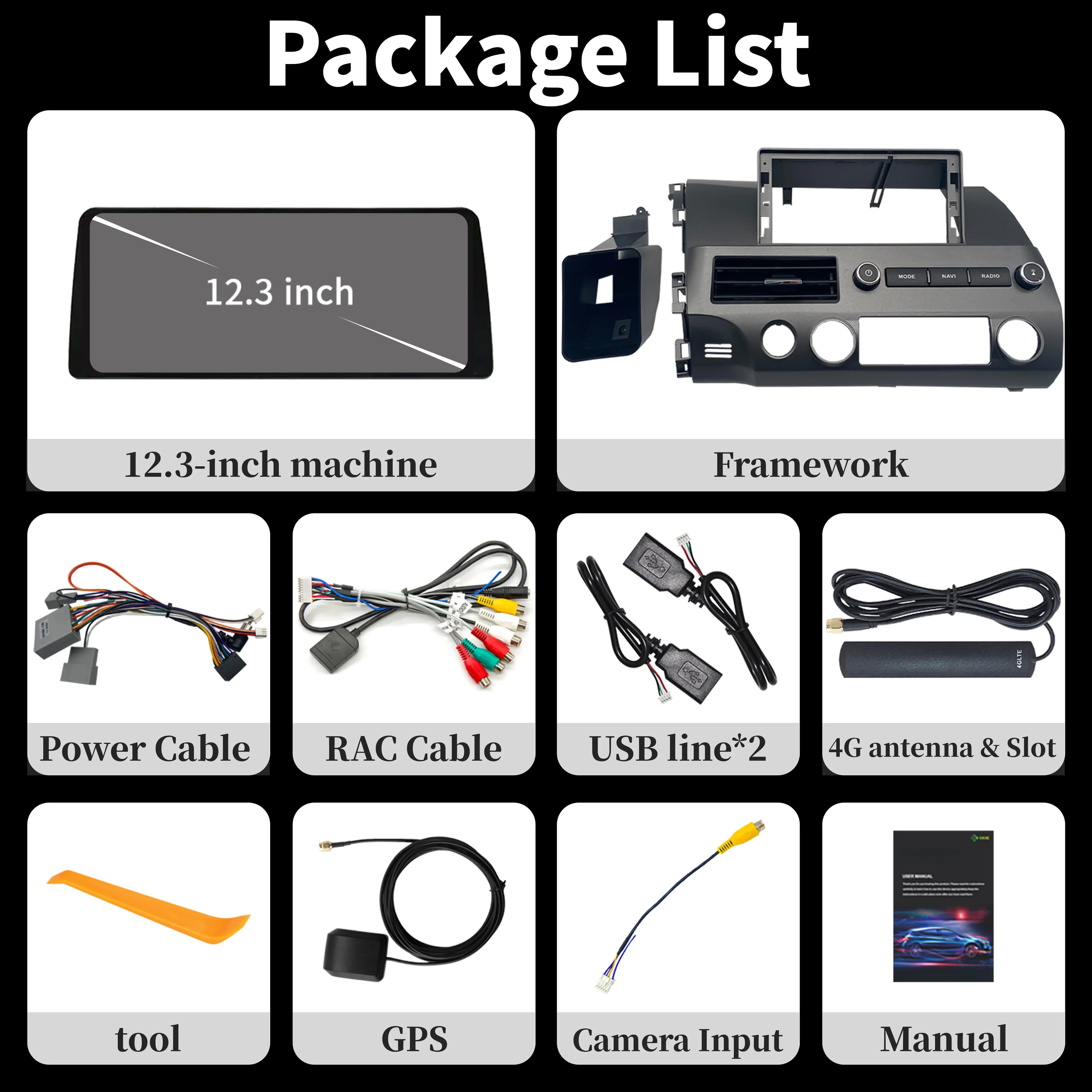 12.3 inch Android 14 For Honda Civic 2005 2006 2007 2008 -2012 Navigation Car Radio Multim