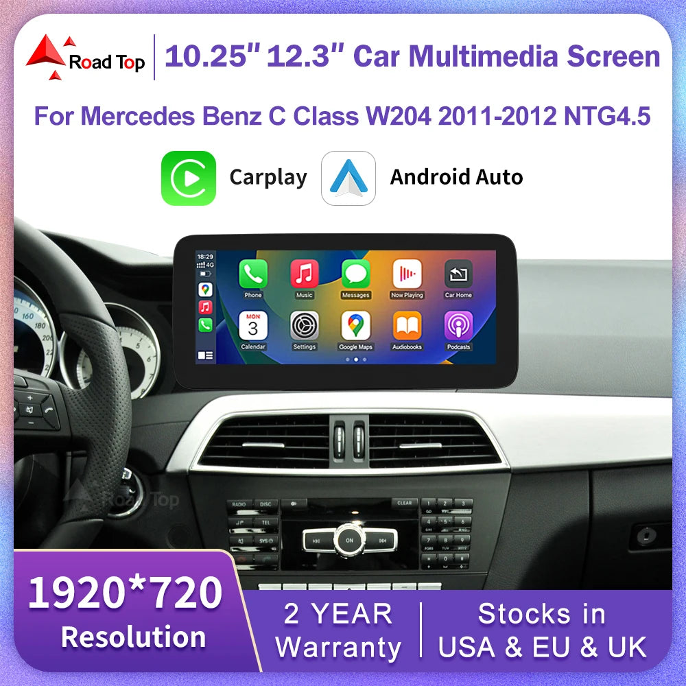 Wireless CarPlay Android Auto Touch Screen for Mercedes Benz A C Class W204 W176 GLA CLA 2 | AUTOKITSHOP