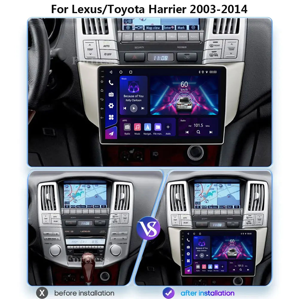 Android 16 Carplay Auto For Lexus RX300 RX330 RX350 RX400H II 2 For Toyota Harrier XU30 II