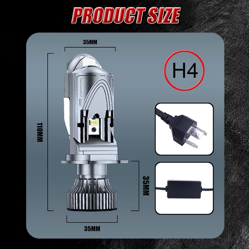1900W 2000000LM H4 LED Projector Lens Bulbs Canbus 9003 Turbo 12V 6000K Car Headlights Hig