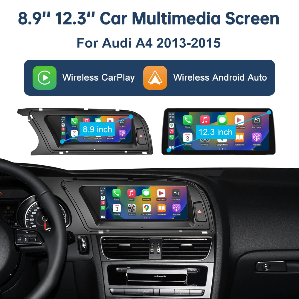 8.9 Inch Multimedia Display For Audi A4 S4 B8 2013-2015 Airplay Miracast Function Touch Sc | AUTOKITSHOP