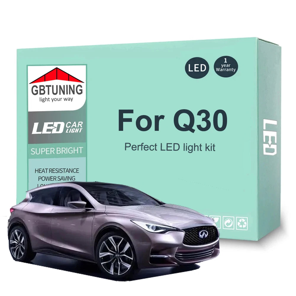 10-Piece LED Interior Light Kit for Infiniti Q30 - Canbus Error-Free Bulbs | AUTOKITSHOP