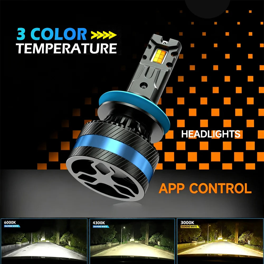H4 LED H11 9005 HB3 9006 HB4 9012 H7 6000K 4300K 3000K LED Bulb Three Color One-Click Swit