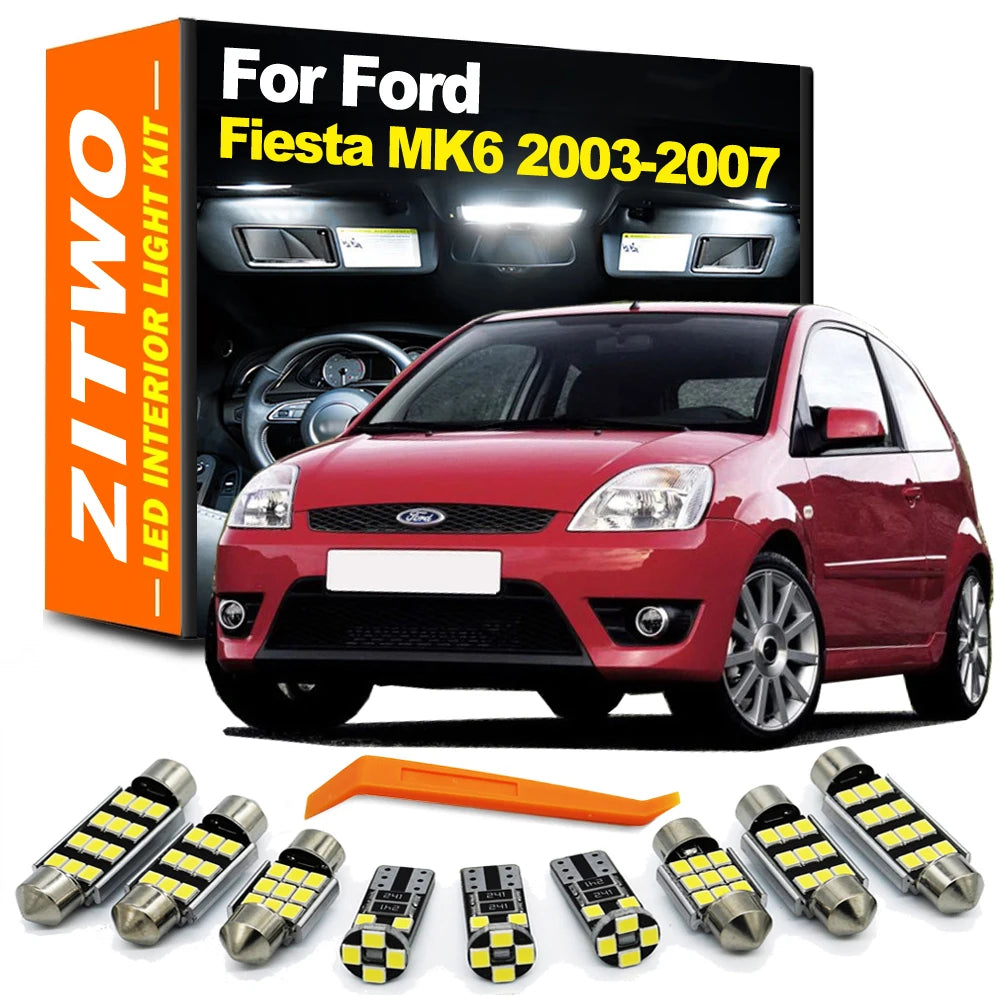 ZITWO 13Pcs LED Interior Light License Plate Bulb Kit For Ford Fiesta MK6 2003 2004 2005 2006 2007 Dome Trunk Lamp Kit Canbus