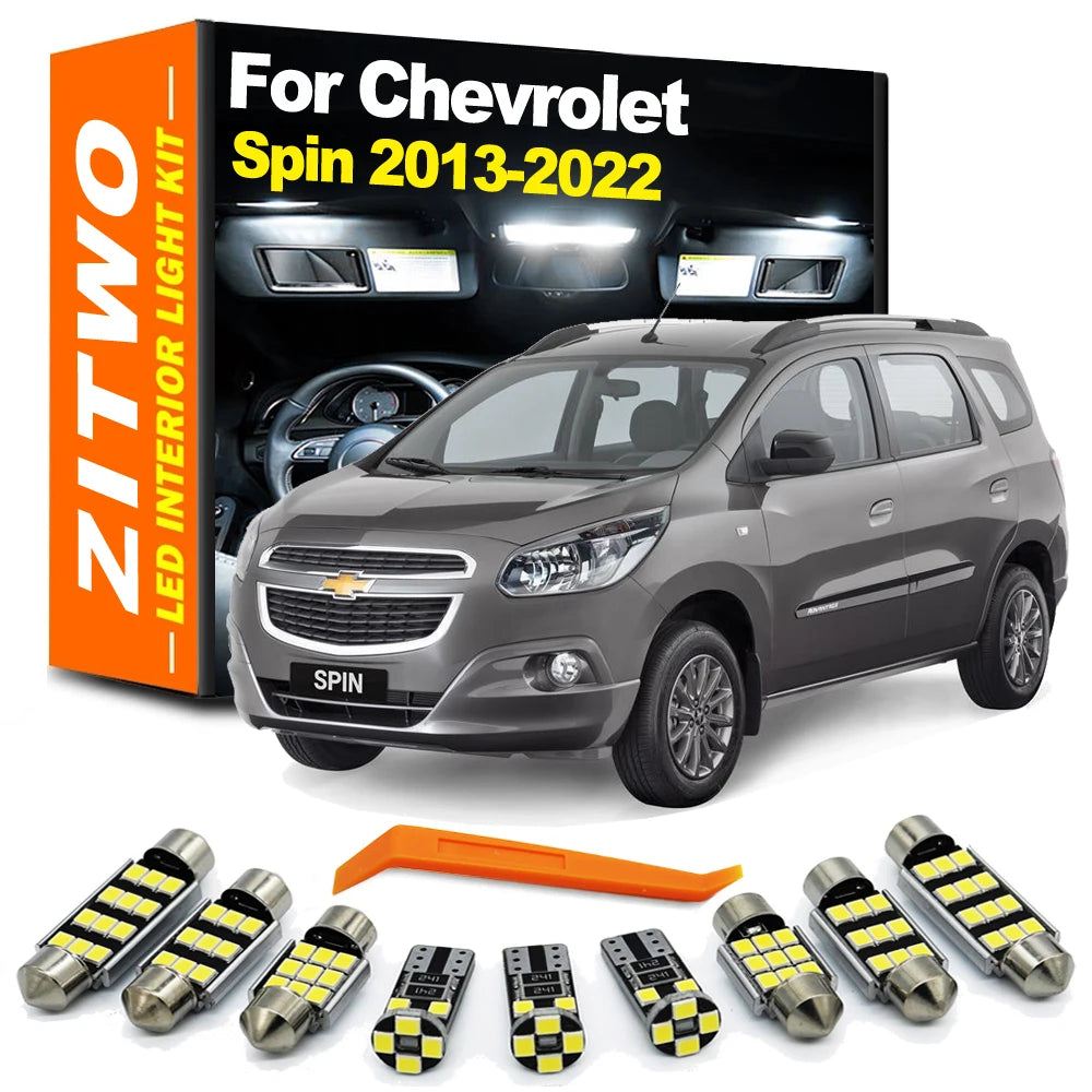 ZITWO 10Pcs Car LED interior Dome Map Reading Trunk Light Kit For Chevrolet Chevy Spin 2013- 2018 2019 2020 2021 2022 LED Bulb