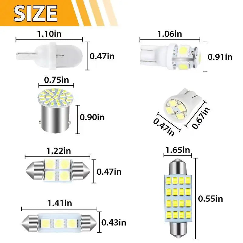 Universal 42Pcs LED T10 COB Interior White Combo LED Dome Door Trunk License Plate Light B