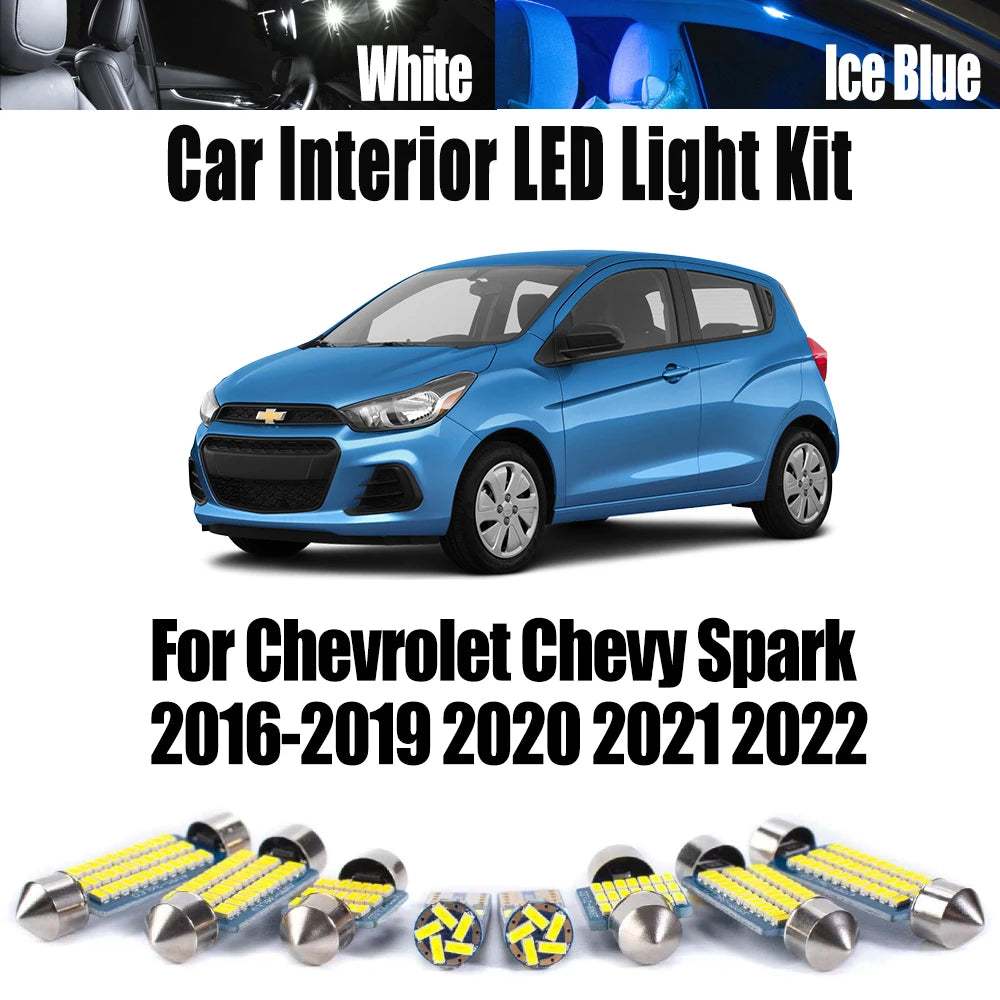 13-Piece LED Interior Light Kit for Chevrolet Chevy Spark 2013-2019 - Canbus Dome Map Door Trunk Bulbs | AUTOKITSHOP