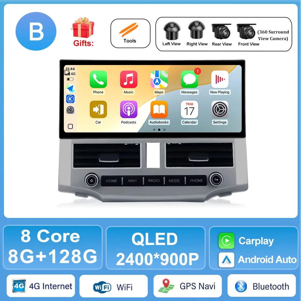 12.3" Android 15 Car Stereo for Toyota 4Runner 2007-2021 – Wireless CarPlay, GPS Navigation, Bluetooth DSP | A