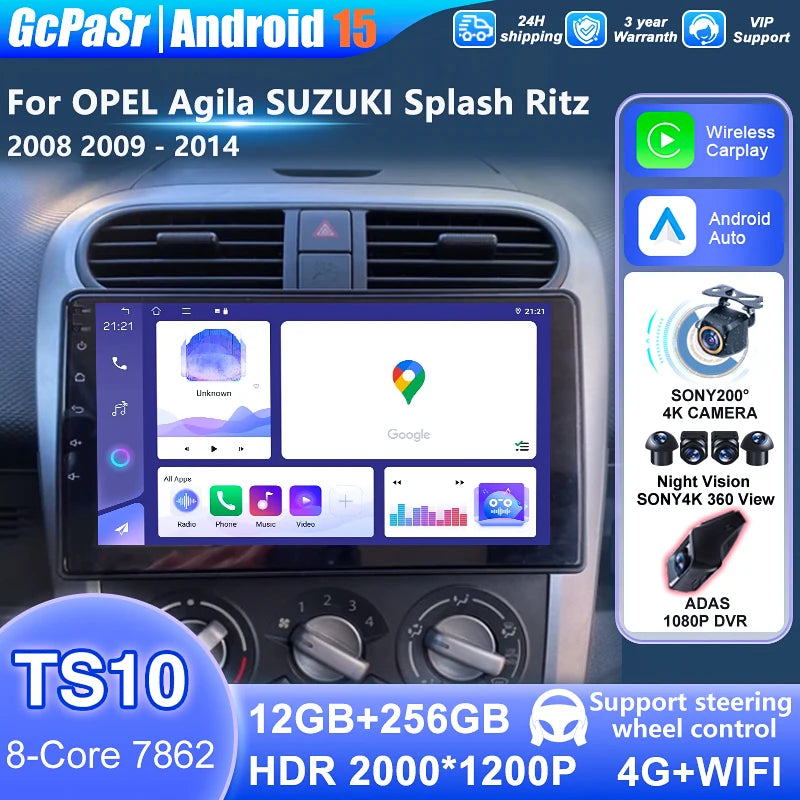 CarPlay For Opel Agila 2008 - 2014 For Suzuki Splash Ritz 2008 - 2014 Car Radio Multimedia