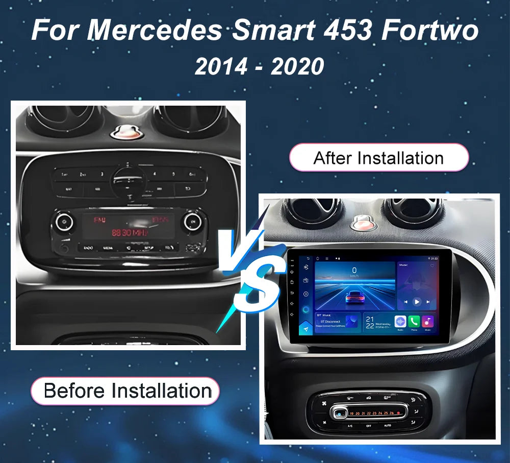 Android 16 Wireless Carplay Auto For Mercedes Smart 453 Fortwo 2014 2015 2016 2017 2018 20