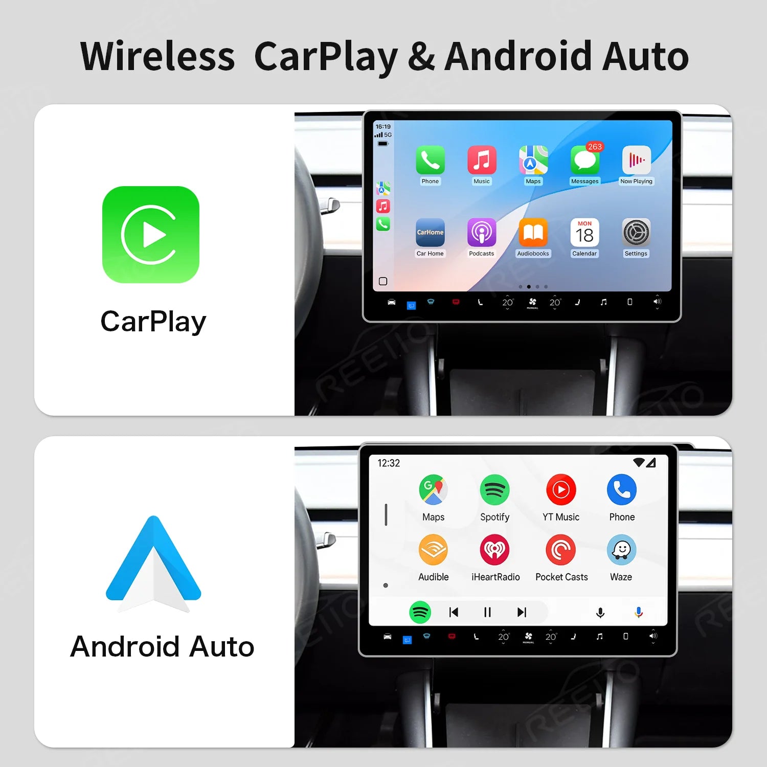 Wireless CarPlay Interface For Tesla Model 3 Model Y Android Auto Decoder Module Mirror Li