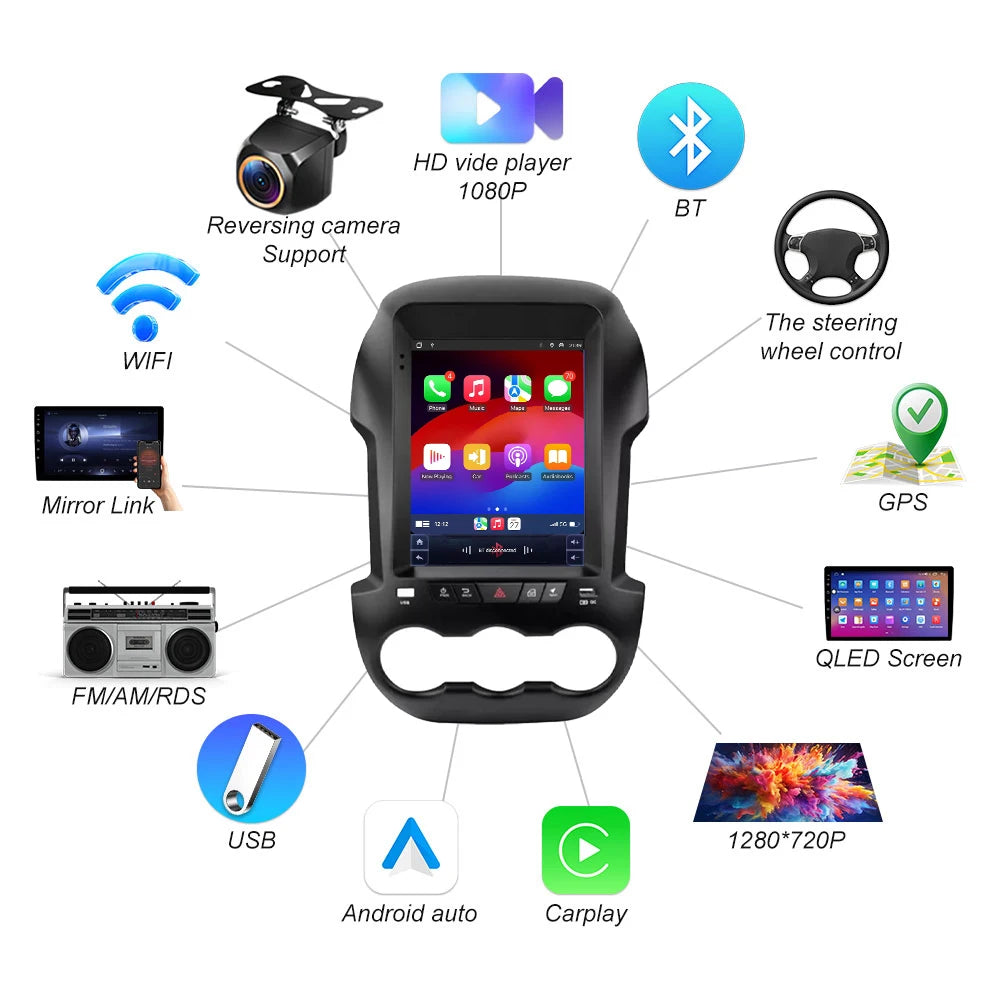 9.7 Inch Android 16 For Ford Ranger 2012 2013 2014 2015 Car Radio Multimedia Video Player  | AUTOKITSHOP