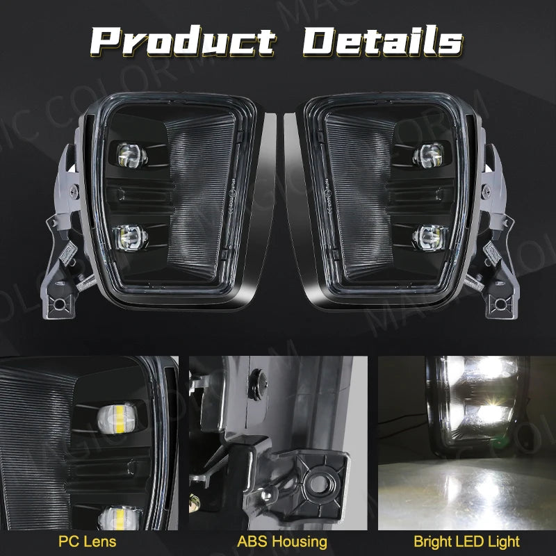 For Dodge Ram 1500 2013 2014 2015 2016 2017 2018 LED Fog Lights White DRL Bumper Driving L | AUTOKITSHOP