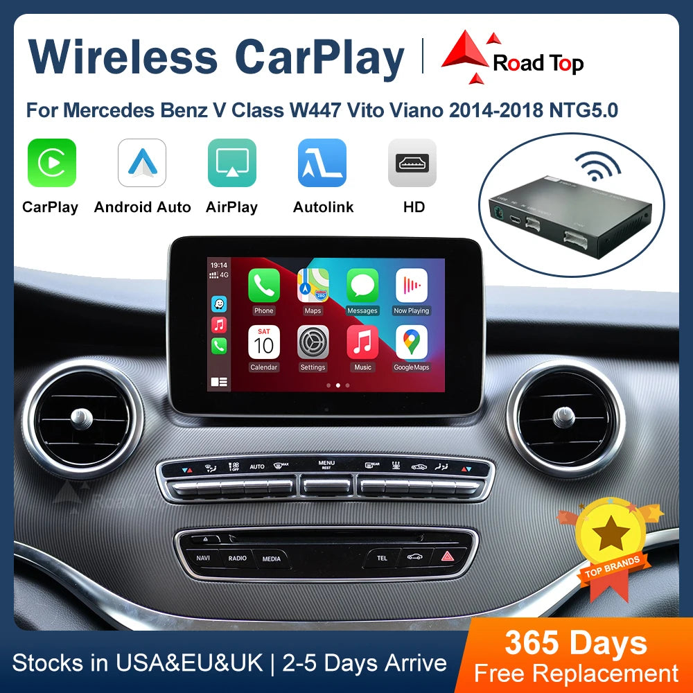 Wireless CarPlay for Mercedes Benz V-Class W447 2014-2018 Vito Viano NTG5.0 with Android A | AUTOKITSHOP