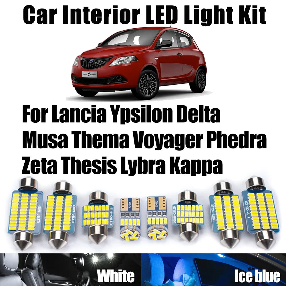 LED Interior Light Kit for Lancia Ypsilon Delta Musa Thema Voyager Phedra Zeta Thesis Lybra Kappa Car Reading Bulbs K...