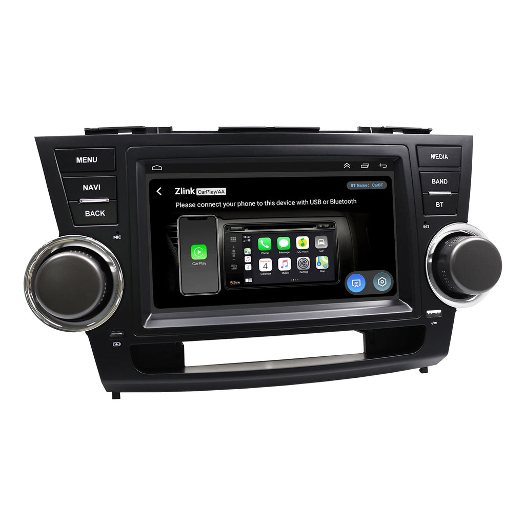8" Android Car Radio GPS for Toyota Highlander 2008-2013 - CarPlay Auto Nav Bluetooth Steering Control