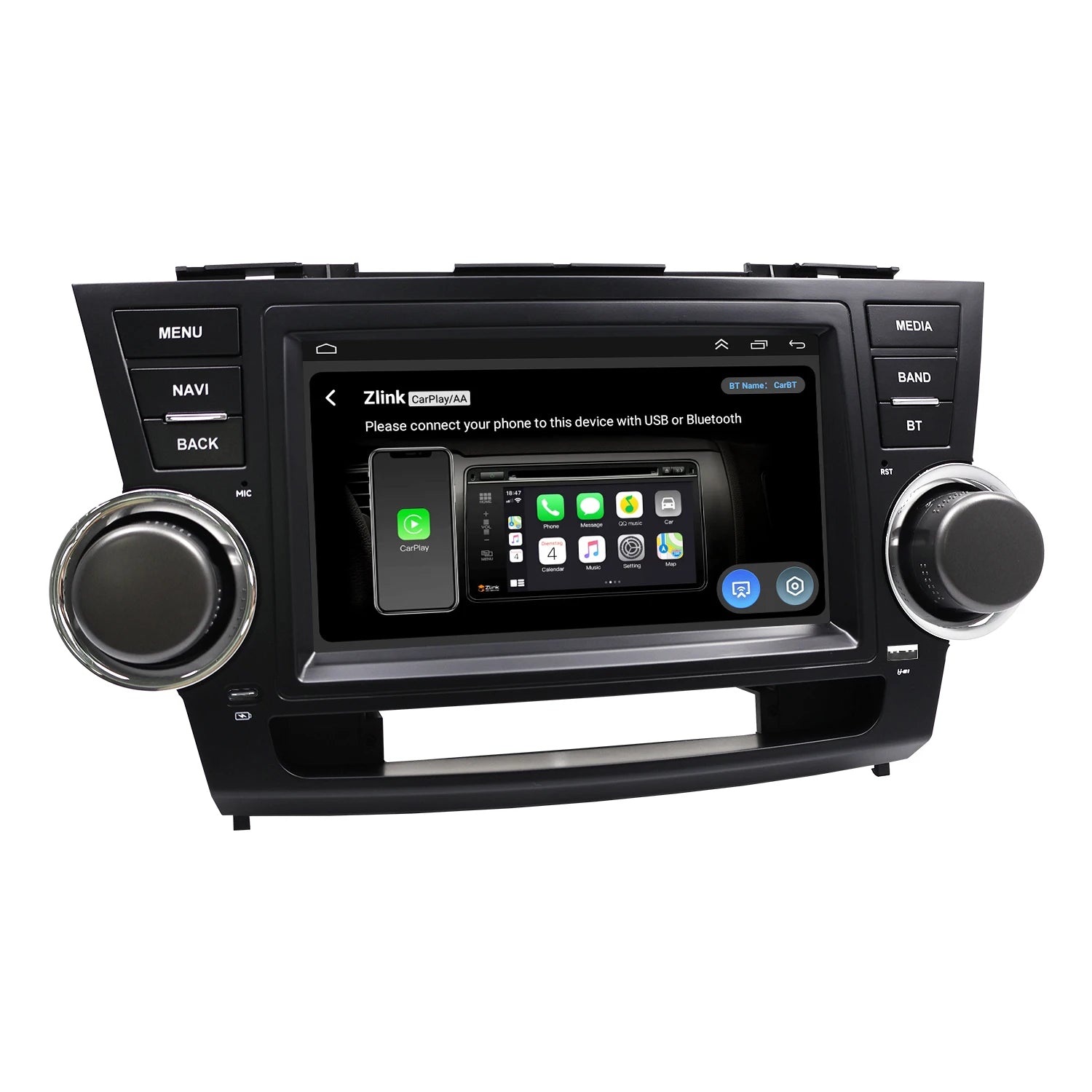 8" Android Car Radio GPS for Toyota Highlander 2008-2013 - CarPlay Auto Nav Bluetooth Steering Control